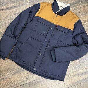Levi's Navy and Tan Puffer Jacket